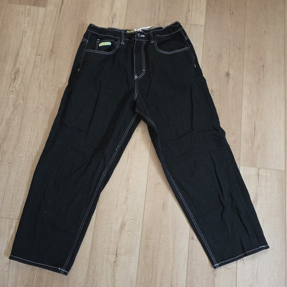 Empyre Mens Black Relaxed Baggy Black Jeans Size 34 RN#116442